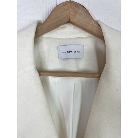SIGNIFICANT OTHER Magnolia White Linen Blazer SMALL - Picture 8 of 10